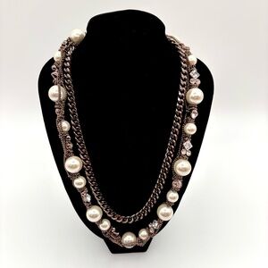 Givenchy Chocolate Faux Pearl and Crystal Necklace